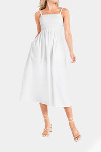 Thumbnail for Old Navy - Fit & Flare Sleeveless Cotton-Poplin Smocked-Bodice Midi Dress
