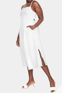 Thumbnail for Old Navy - Fit & Flare Sleeveless Cotton-Poplin Smocked-Bodice Midi Dress