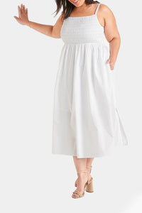 Thumbnail for Old Navy - Fit & Flare Sleeveless Cotton-Poplin Smocked-Bodice Midi Dress