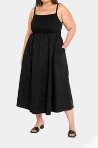 Thumbnail for Old Navy - Fit & Flare Sleeveless Cotton-Poplin Smocked-Bodice Midi Dress