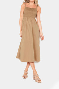 Thumbnail for Old Navy - Fit & Flare Sleeveless Cotton-Poplin Smocked-Bodice Midi Dress