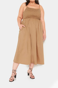 Thumbnail for Old Navy - Fit & Flare Sleeveless Cotton-Poplin Smocked-Bodice Midi Dress