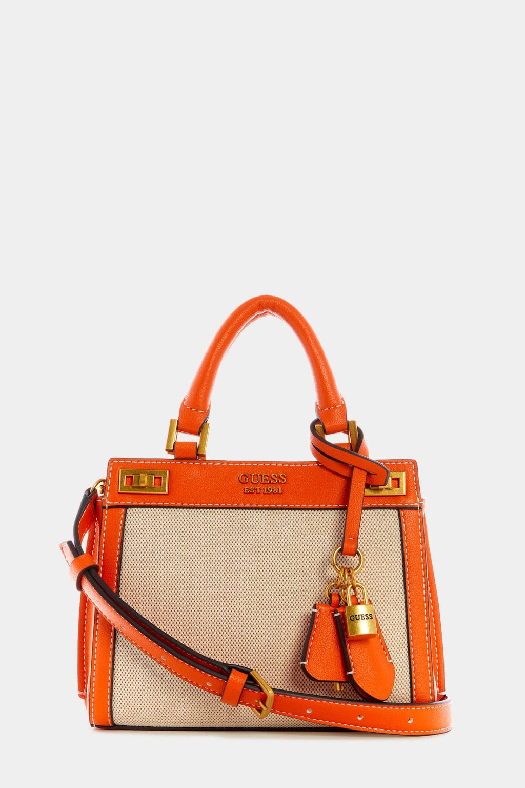 GUESS Katey Canevas Mini satchel Natural/Sage