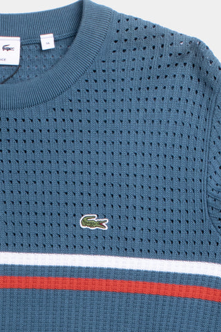 Lacoste - "Made in France" Triple Color Rib Crew Neck Sweater