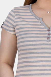 Thumbnail for Bianco Nero - Women's V-neck Shirt Stripe Pattern