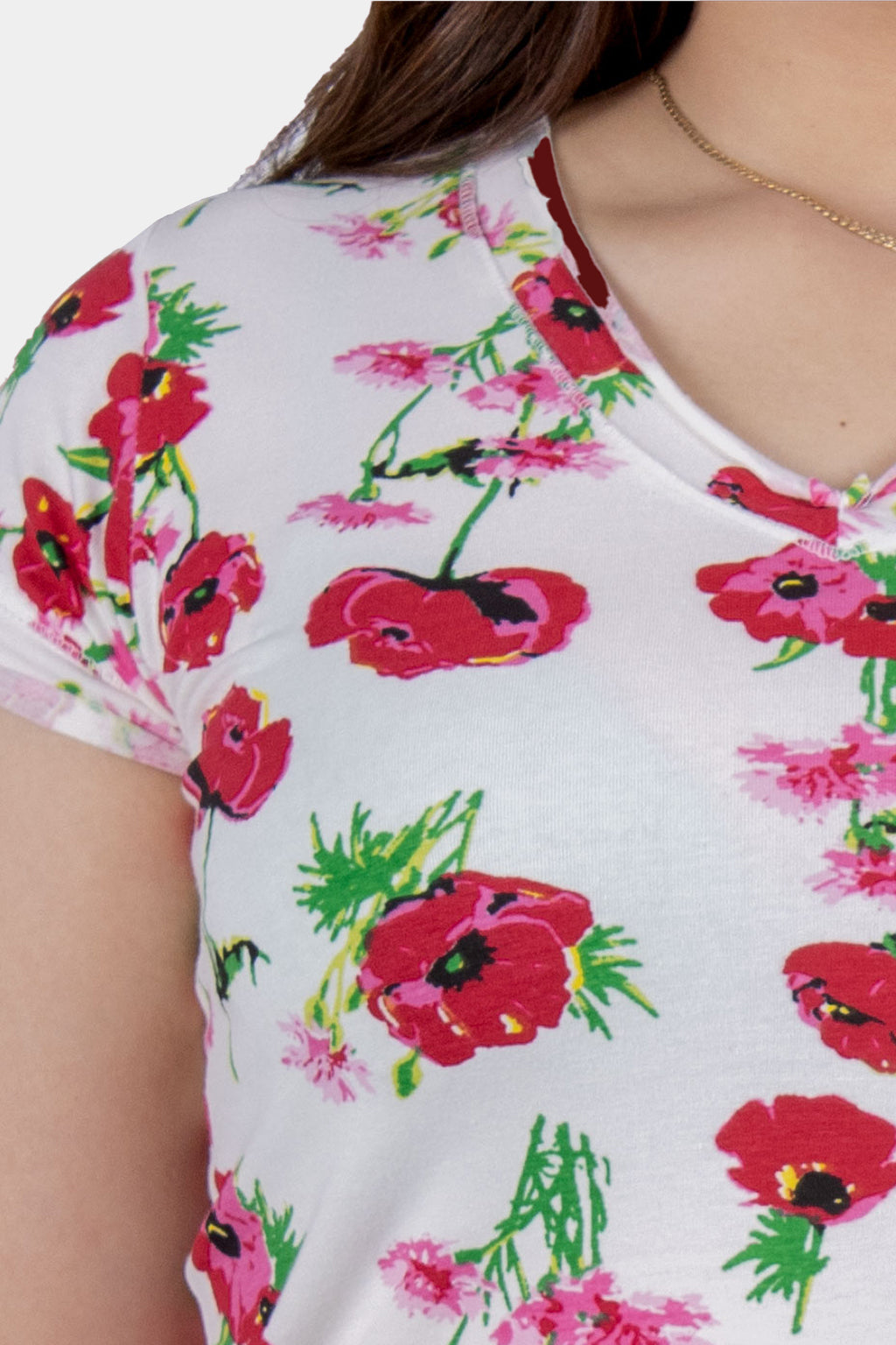 Bianco Nero - Women's V-neck Shirt Floral Pattern