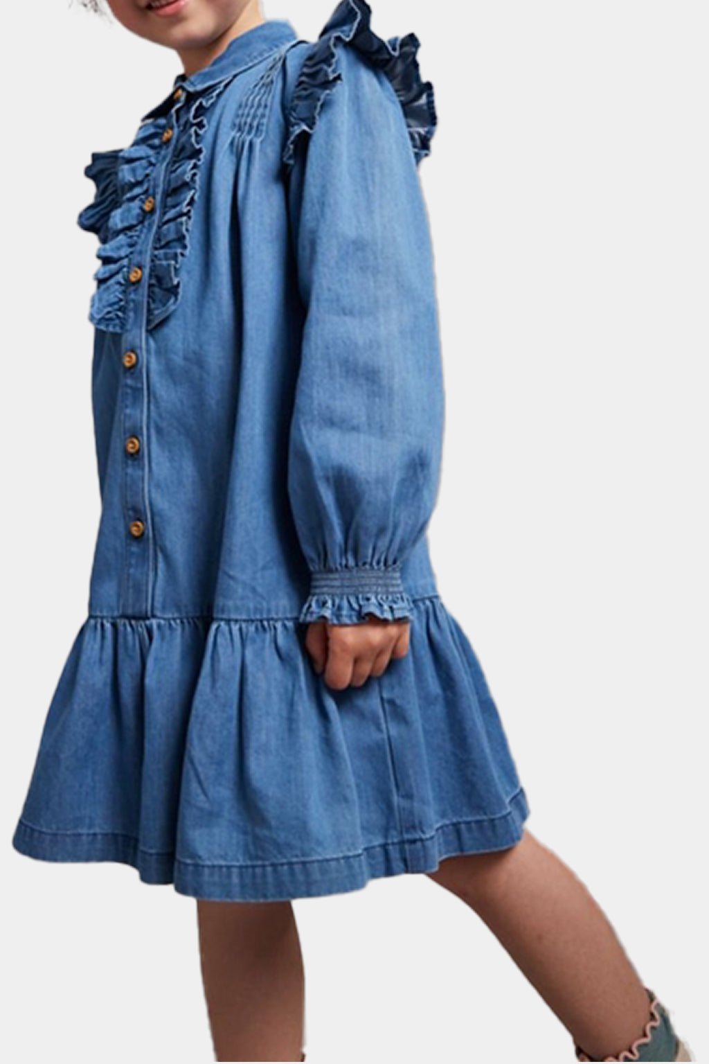 Mothercare - Denim Shirt Dress With Frill