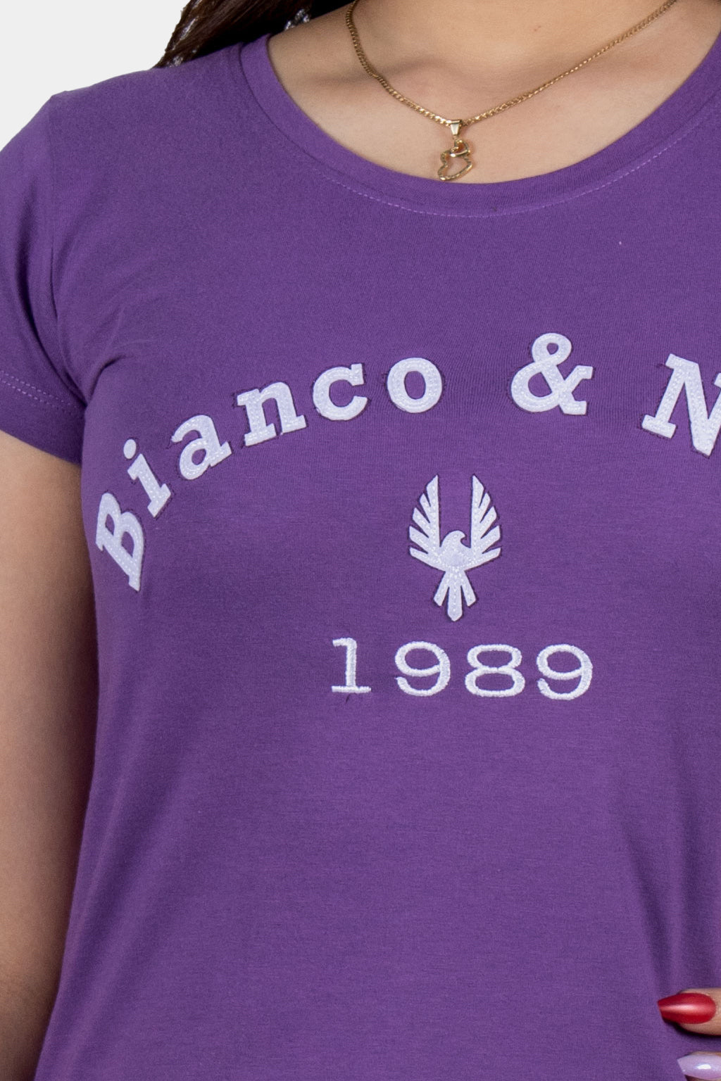 Bianco Nero - Women's Round Neck Shirt Embroidered Logo