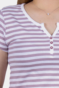 Thumbnail for Bianco Nero - Women's V-neck Shirt Stripe Pattern