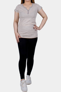 Thumbnail for Bianco Nero - Women's V-neck Shirt Stripe Pattern