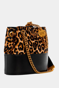 Thumbnail for Guess - Leopard Iseline Bucket Bag