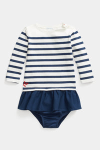 Thumbnail for Ralph Lauren - Baby Girl Striped Cotton Jersey Dress & Bloomer