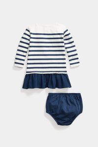 Thumbnail for Ralph Lauren - Baby Girl Striped Cotton Jersey Dress & Bloomer