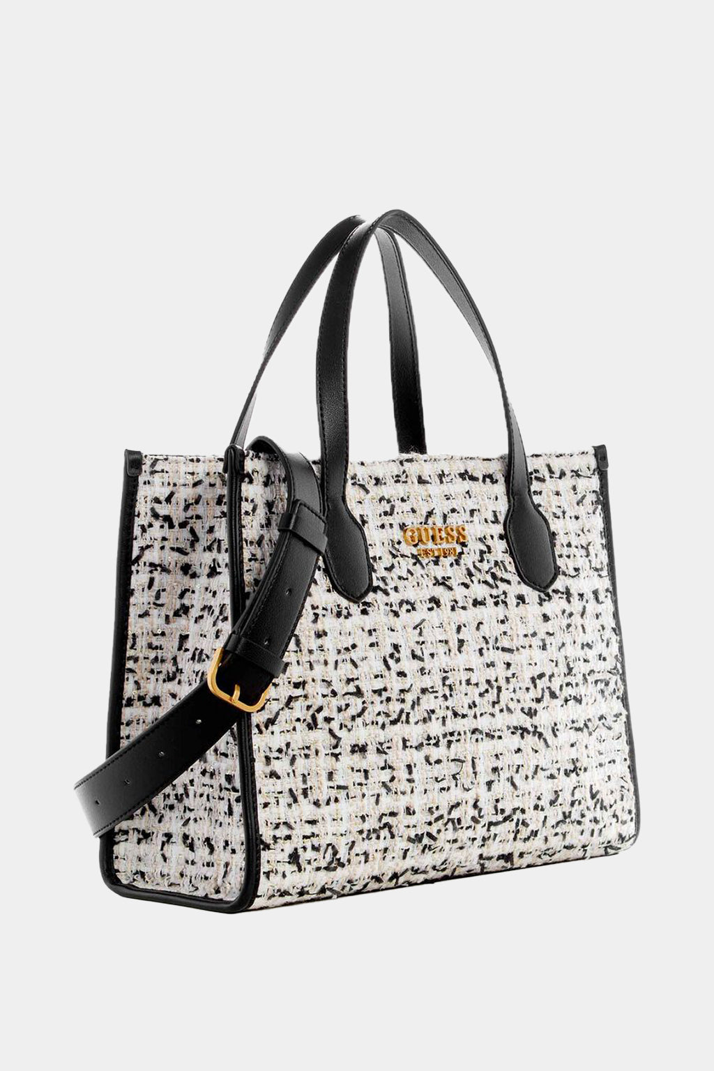 Guess -  Cream Multi Tweed Silvana Tote Bag