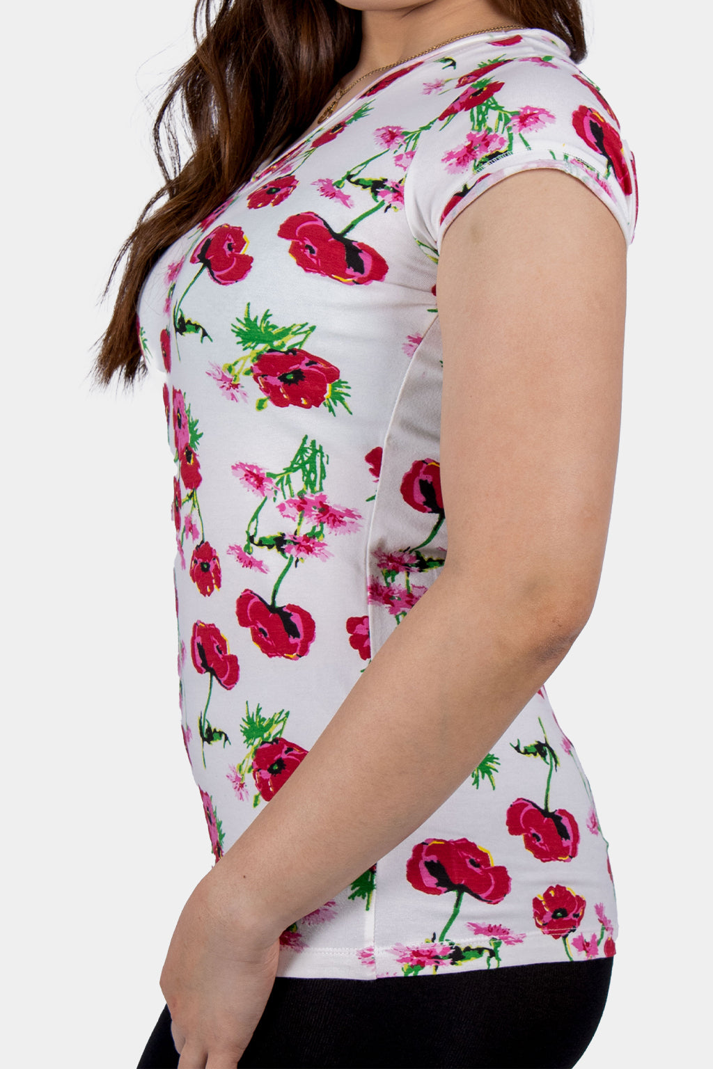 Bianco Nero - Women's V-neck Shirt Floral Pattern