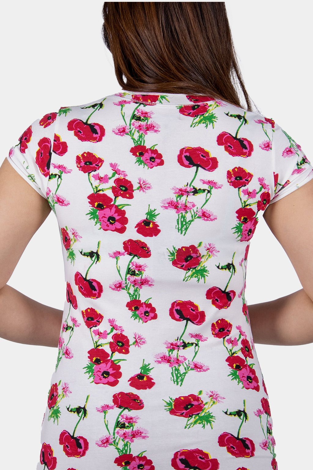 Bianco Nero - Women's V-neck Shirt Floral Pattern