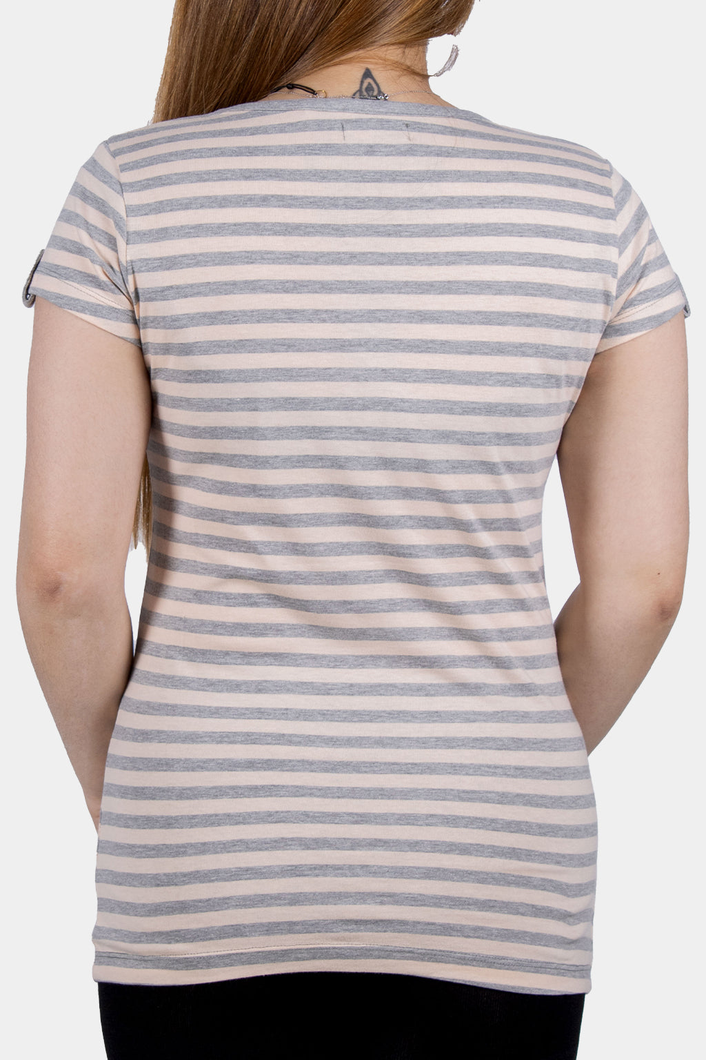 Bianco Nero - Women's V-neck Shirt Stripe Pattern