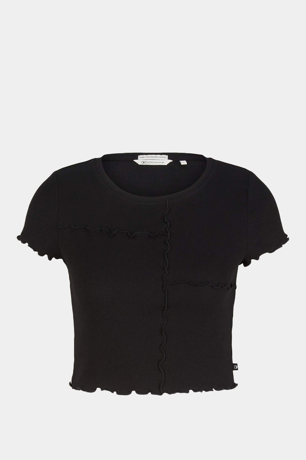 Tom Tailor - Cropped T-shirt With Wavy Hem In Black