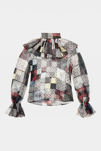 Thumbnail for Tommy Hilfiger - Pure Silk Patchwork Print Blouse
