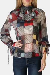 Thumbnail for Tommy Hilfiger - Pure Silk Patchwork Print Blouse