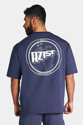Rzsit - Never Settle Men's Purple Oversized Drop-shoulder T-shirt