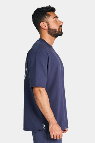 Rzsit - Never Settle Men's Purple Oversized Drop-shoulder T-shirt