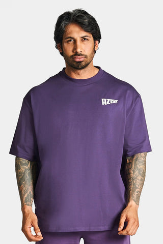 Rzsit - Never Settle Men's Purple Oversized Drop-shoulder T-shirt