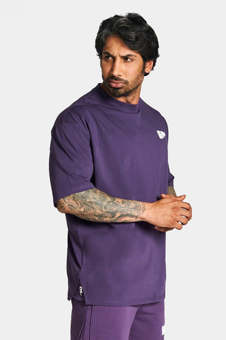 Rzsit - Never Settle Men's Purple Oversized Drop-shoulder T-shirt