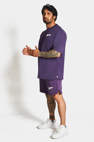 Rzsit - Never Settle Men's Purple Oversized Drop-shoulder T-shirt