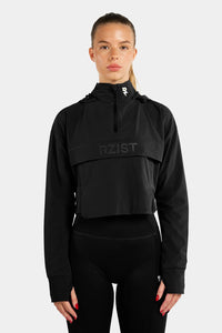 Thumbnail for Rzist - Women's Jet Black 2-in-1 Tear Away Crop Top & Hoodie