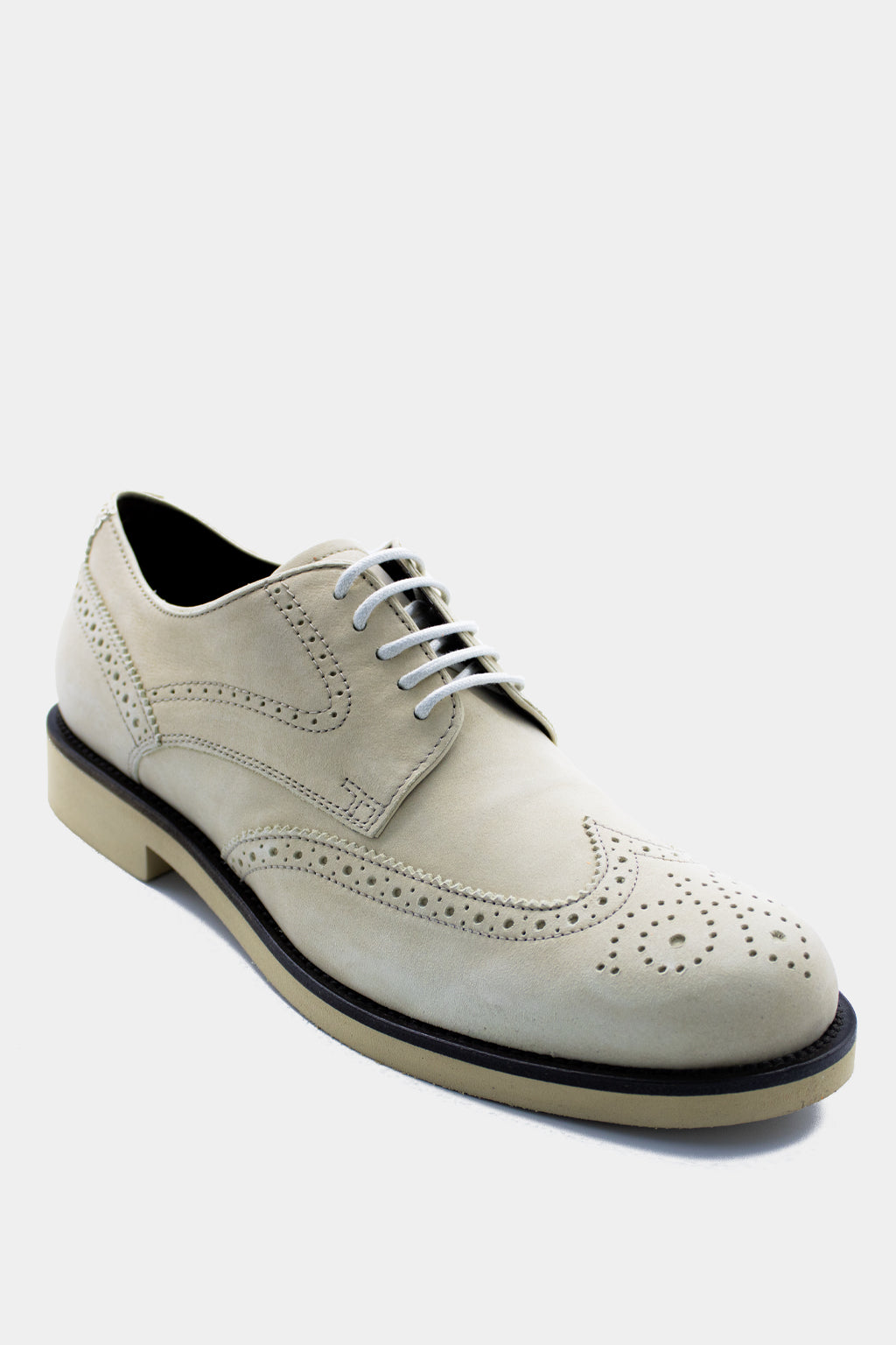 Tod's - Men's Beige Leather Detail Lace Up Shoe