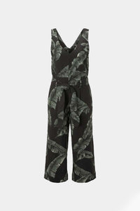 Thumbnail for Tom Tailor - Sleeveless Printed Linen Jumpsuit Ecru Tropical Leaves Design