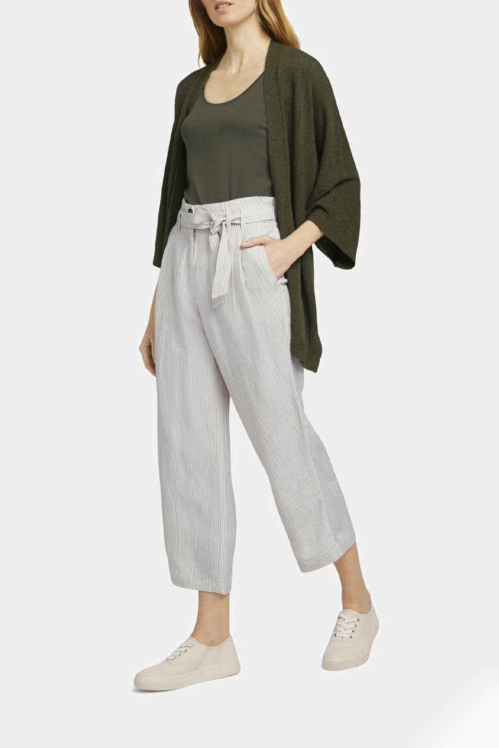 Tom Tailor - Pleated Culotte Trousers With Linen