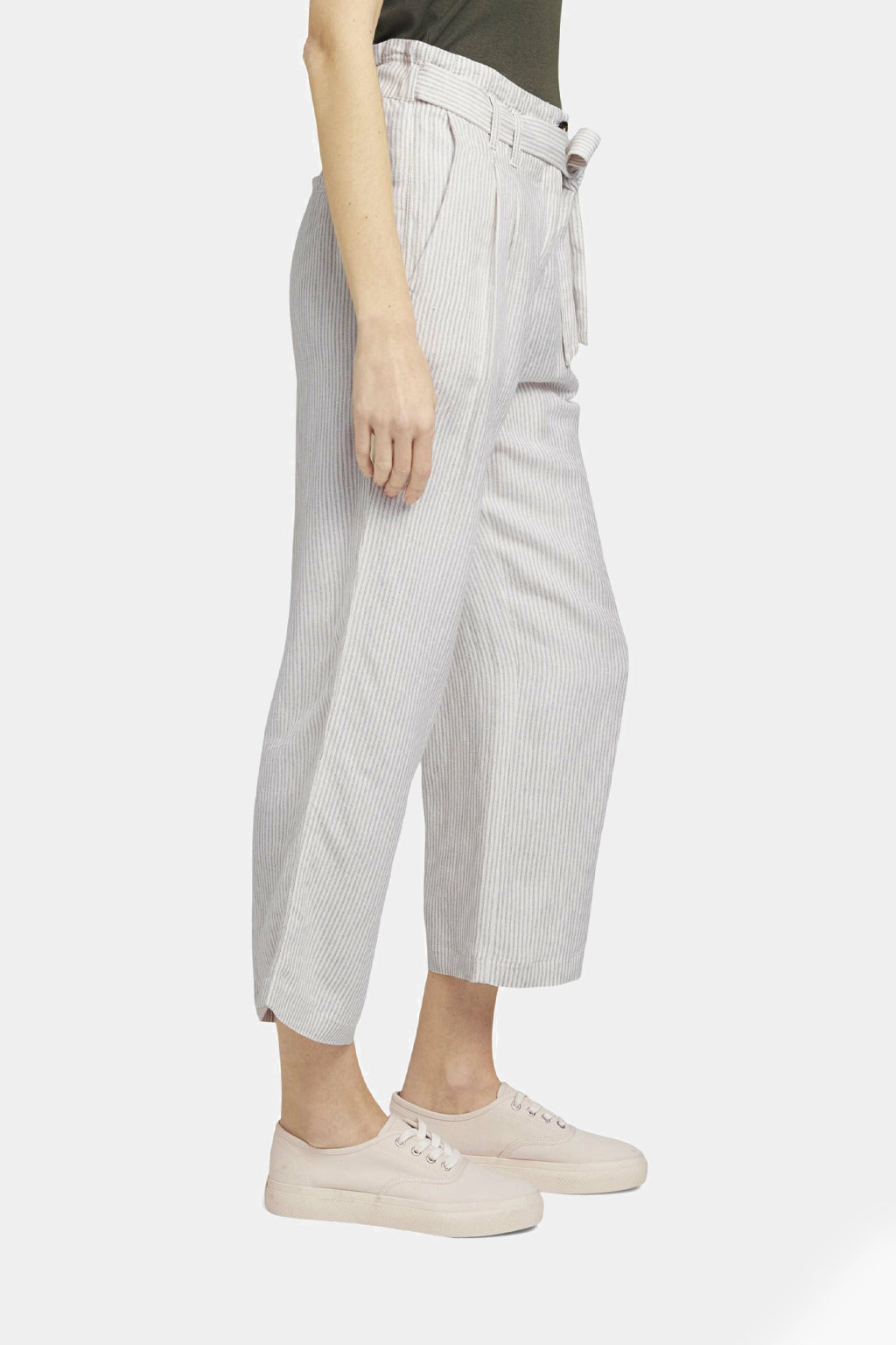 Tom Tailor - Pleated Culotte Trousers With Linen