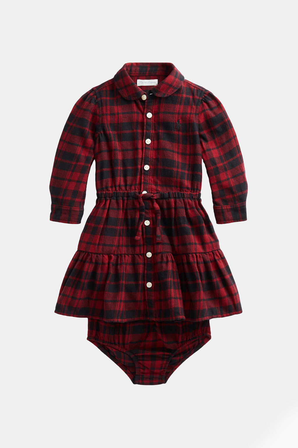 Polo Ralph Lauren - Girl's Plaid Cotton Twill Shirtdress - Little Kid In Black/Red