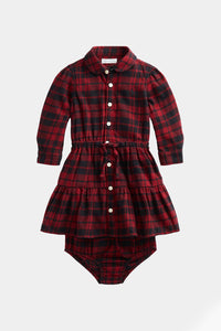 Thumbnail for Polo Ralph Lauren - Girl's Plaid Cotton Twill Shirtdress - Little Kid In Black/Red