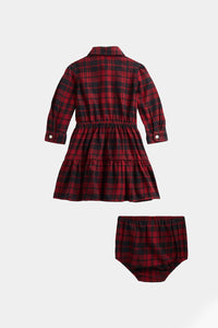 Thumbnail for Polo Ralph Lauren - Girl's Plaid Cotton Twill Shirtdress - Little Kid In Black/Red