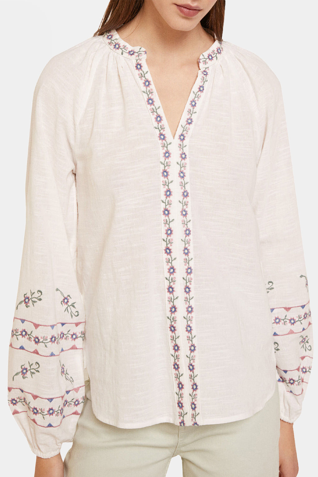 Spring Field - Long-Sleeved Floral Blouse
