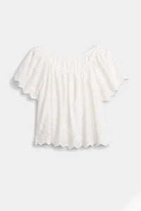 Thumbnail for Gap - Eyelet Flutter Sleeve Top