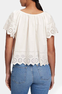 Thumbnail for Gap - Eyelet Flutter Sleeve Top