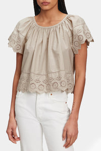 Thumbnail for Gap - Eyelet Flutter Sleeve Top