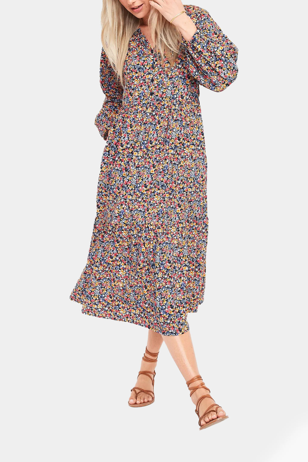 Old Navy - Printed Button-Front All-Day Midi Swing Dress