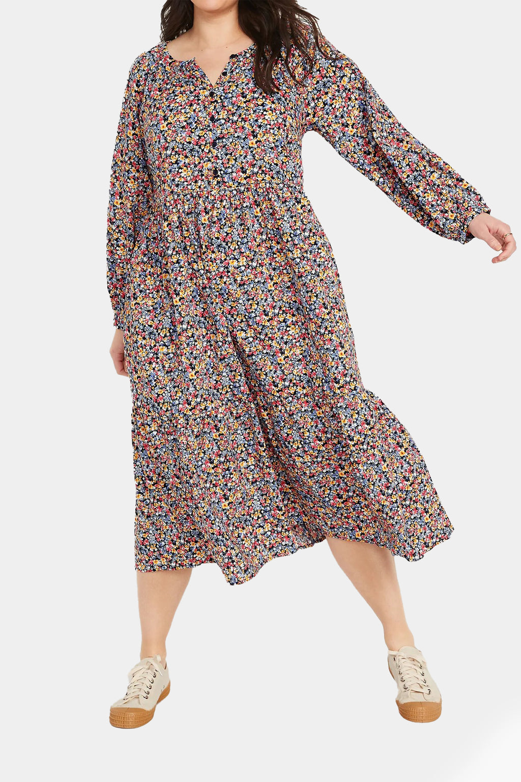 Old Navy - Printed Button-Front All-Day Midi Swing Dress
