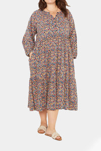 Thumbnail for Old Navy - Printed Button-Front All-Day Midi Swing Dress