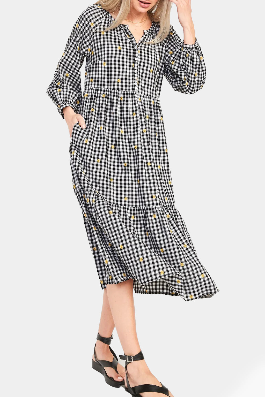 Old Navy - Printed Button-Front All-Day Midi Swing Dress