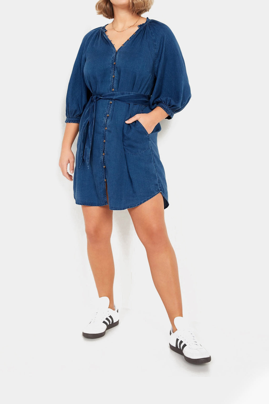 Old Navy - Waist-Defined Poet Mini Shirt Dress