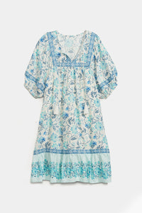 Thumbnail for Old Navy - Puff-Sleeve Printed Mini Swing Dress