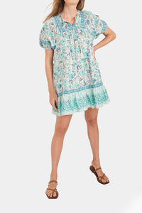 Thumbnail for Old Navy - Puff-Sleeve Printed Mini Swing Dress