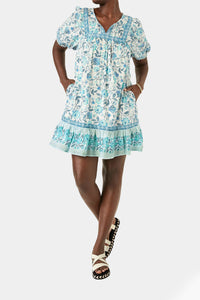 Thumbnail for Old Navy - Puff-Sleeve Printed Mini Swing Dress