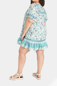 Thumbnail for Old Navy - Puff-Sleeve Printed Mini Swing Dress